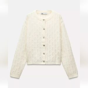WOOL BLEND SCALLOP EFFECT CARDIGAN